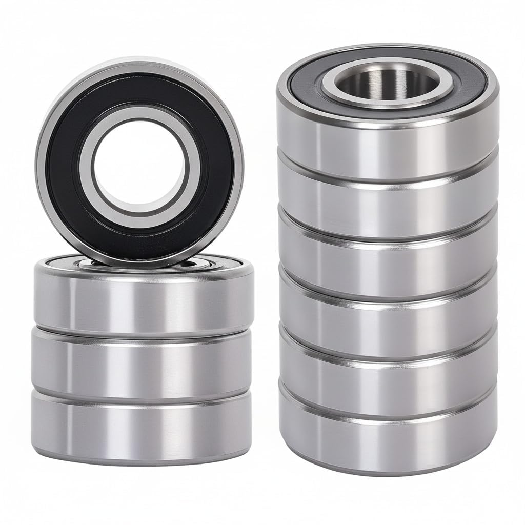 Photo 1 of 10Pcs 6205 2RS Deep Groove Ball Bearing, 25x52x15mm Double Rubber Sealed Chrome Steel Bearings, Pre Lubricated and Stable Performance Ball Bearing