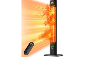 BALKO 42INCH Outdoor Heater, 9Heat Levels&Timer, Child Safety Lock, IP65 Waterproof Garage Heater, 1500W Infrared Heating Patio Heater, Tip-Over&Overheat Protection, Outside Heaters for Patio Electric