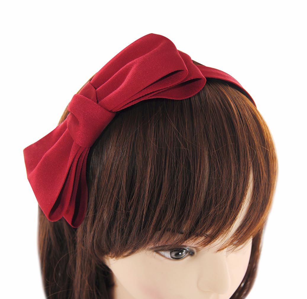axy HRS3 Headband with Large Bow 14 cm x 7 cm - Beautiful Headband Hair Accessories Red