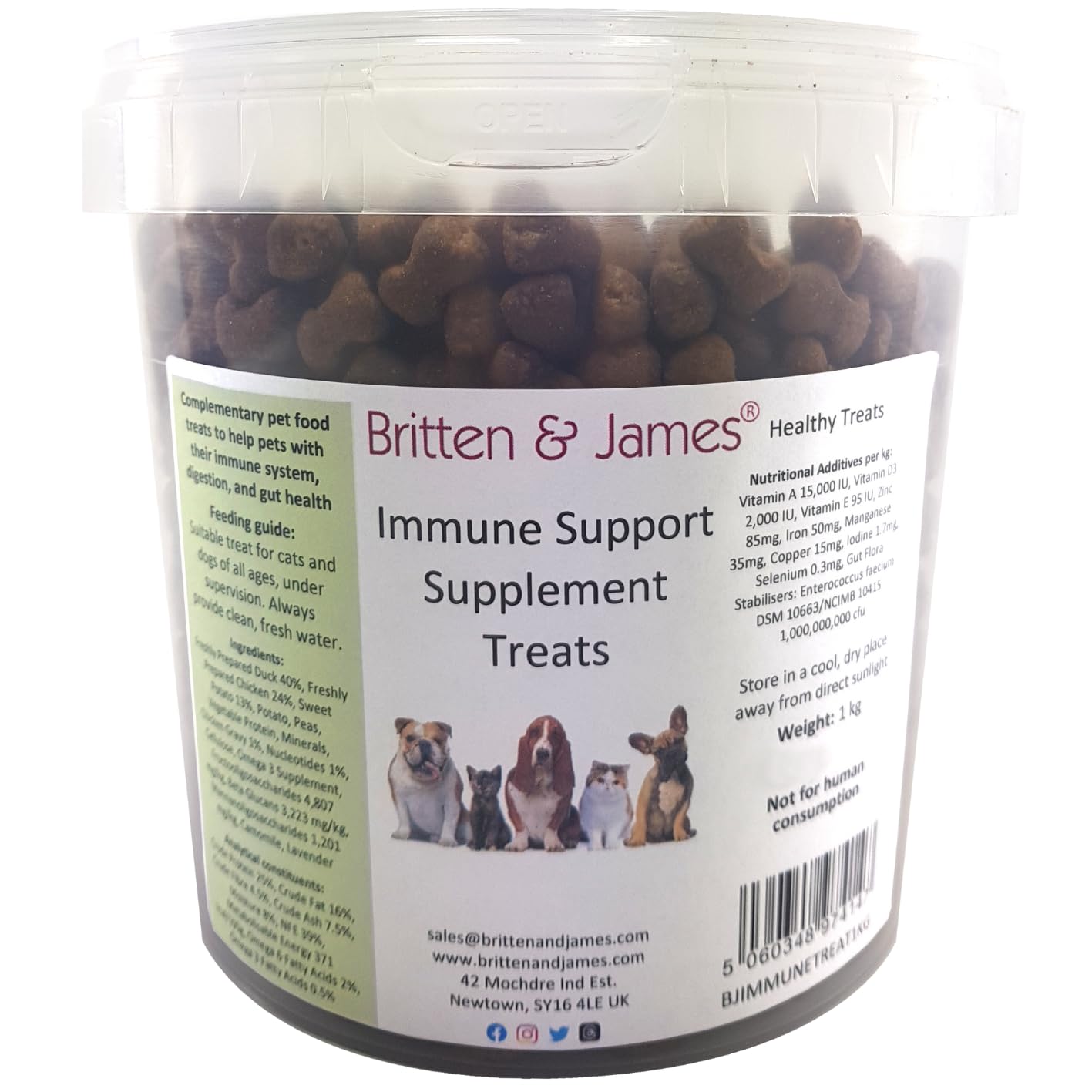 Britten and James Immune Support Supplement Treats for Dogs and Cats (1kg tub). 100% Natural, Grain-Free, Hypoallergenic Immune Boosting Pet Treats