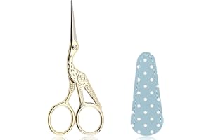 BIHRTC Small Craft 4.5Inch Embroidery Scissors with Artificial Leather Cover Stainless Steel Tip Bird Stork Scissors Shears for Sewing Crochet Embroidery Paper Art Work