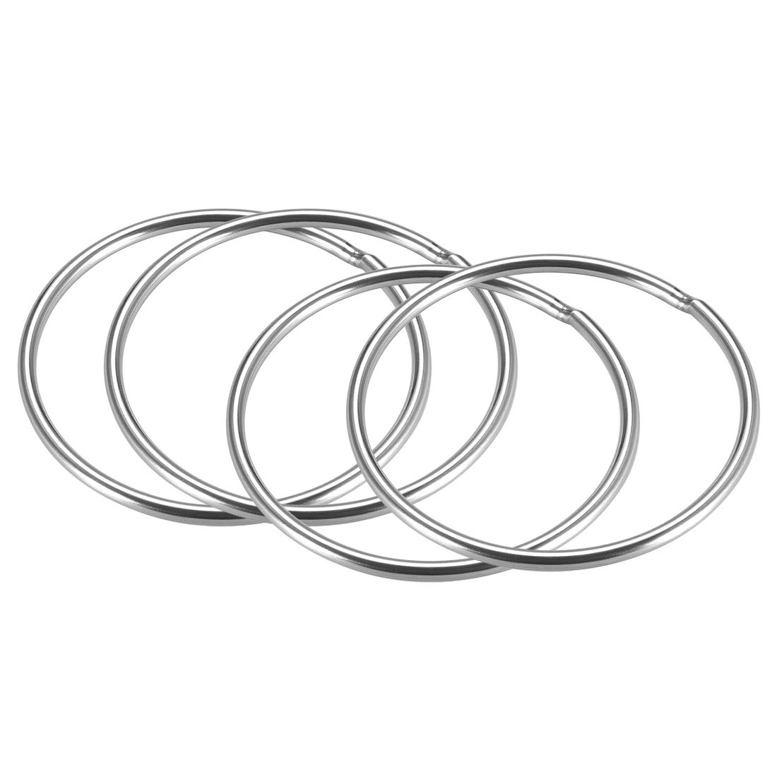sourcing map 201 Stainless Steel O Ring 59mm(2.32") Outer Diameter 3mm Thickness Strapping Welded Round Rings 4pcs