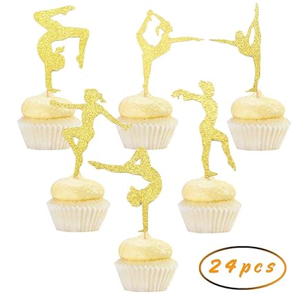 Cake Toppers Gold Glitter Gymnastics Cake Topper Girl Birthday