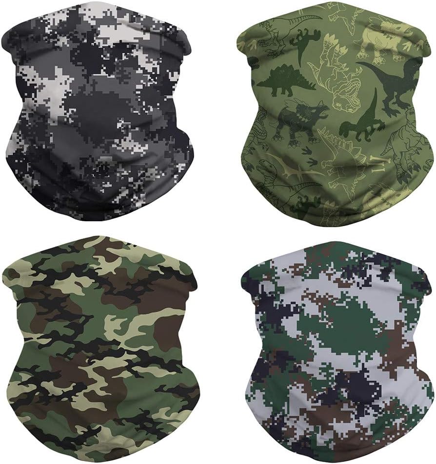 4Pcs Bandanas Face Mask Seamless Neck Gaiter Scarf Mask Tube Headwear Balaclava for Men Women Outdoors Sports
