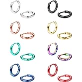 Jstyle 8 Pairs 316L Surgical Stainless Steel Small Hoop Earrings for Men Women Hypoallergenic Huggie Hoop Earrings Cartilage Helix Lobes Sleeper Hoop Earrings Set 18G 20G 8mm/10mm/12mm/14mm