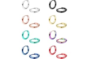 Jstyle 8 Pairs 316L Surgical Stainless Steel Small Hoop Earrings for Men Women Hypoallergenic Huggie Hoop Earrings Cartilage Helix Lobes Sleeper Hoop Earrings Set 18G 20G 8mm/10mm/12mm/14mm
