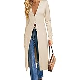 GRACE KARIN Womens Long Cardigan Trendy, Lightweight Knit Dusters Coat, V Neck Button Up Sweater Maxi Dress