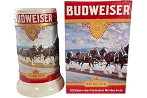 Budweiser 2025 Limited Edition Clydesdale Holiday Stein - Ceramic Beer Mug - Christmas Gift for Men, Father, Husband - Collec