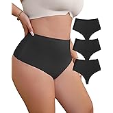 USEASY Plus Size Thongs for Women Seamless No Show Underwear High Waisted Breathable Thongs for women Sexy Thong 3 Pack Black/Black/Black 3XL