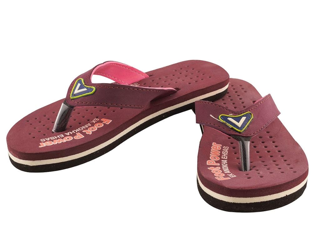 healthfit women's rubber accupressure and foot massage flip flops (red)