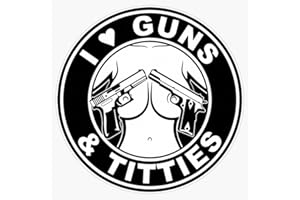 LAD STUDIO I Love Guns & Titties Military Firearm Pistol Logo Window Bumper Sticker Decal 5"
