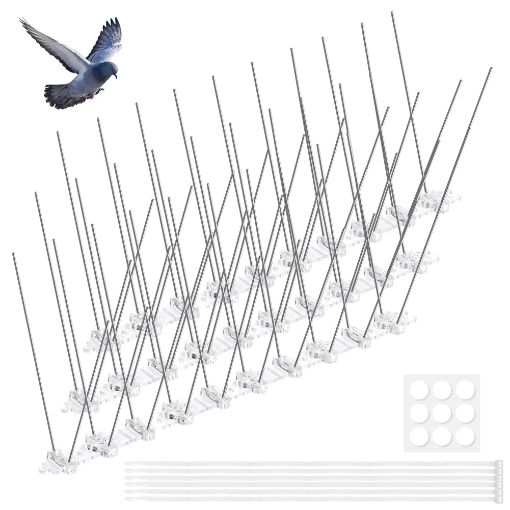 OFFCUP Bird Spikes for Pigeons, 3pcs Anti Bird Spikes, Stainless Steel Bird Spikes Pigeon Spikes for Roofs and Windows Bird Deterrent Repellent Spikes for Cats, Birds Control Defence Spikes (75CM)