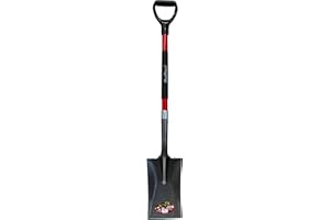 Pro-Yard 130652 Forged Steel Garden Spade with 40-Inch Fiberglass Shaft and D-Grip Handle-Red