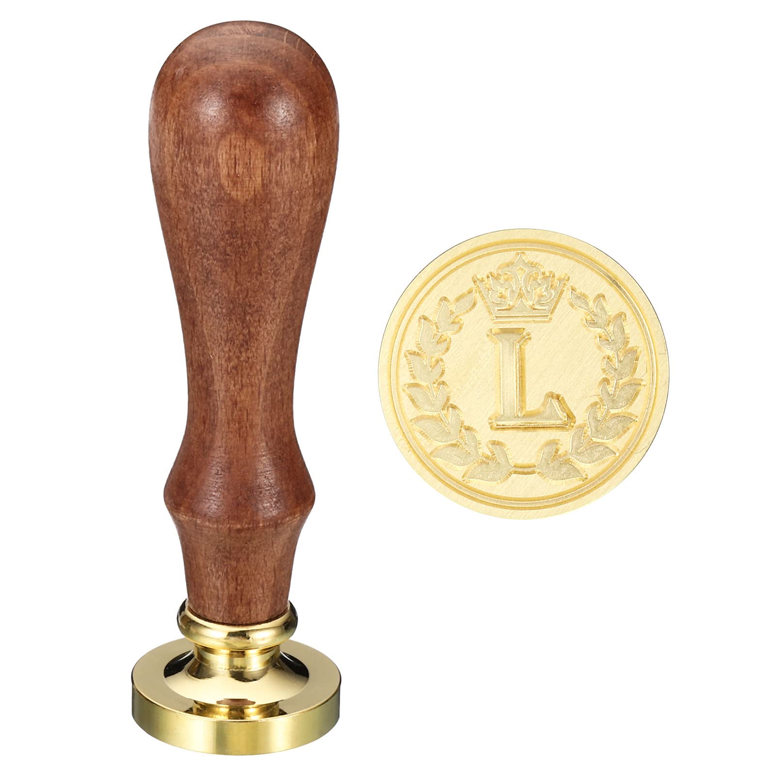 PATIKIL Alphabet L Wax Seal Stamp, Initial Letter Sealing Wax Stamp Classic Retro Removable Brass Head Wooden Handle for Envelope Invitation Cards, Style 4