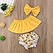 3PCS Newborn Infant Baby Girls Outfit Clothes Off Shoulder Ruffle Crop Top Shirt Bodysuit + Short Pants + Headband Set