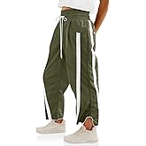 Putysenxi Sweat Pants for Womens Wide Leg Pant Casual Drawstring Elastic Waisted Striped Workout Track Pants with Pockets