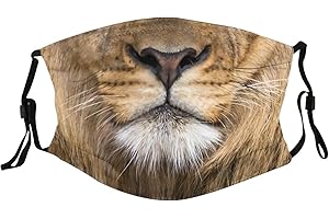 ENBBHZU Cool Lion Face Mask with 2 Filters, Animal Lion Mouth Face Masks Washable Reusable Balaclava for Men Women