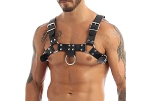 WRWMSLGO Men's Harness Belt with Adjustable Buckles Leather O Ring Gothic Punk Sexy Body Chest Harness Bondage Strap Belt for Men, Gay Bar Fetish Costume BDSM Cosplay Nightclub Clubwear Party Club Masquerade