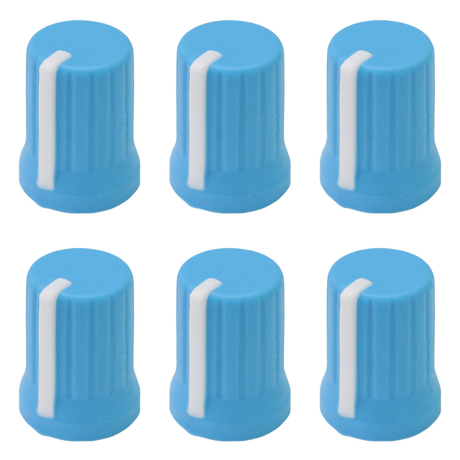 6mm D-Shaft Hole Rubber Soft Grip Vibrant Colour Body Mixer Knobs Pack of 6 (Light Blue)