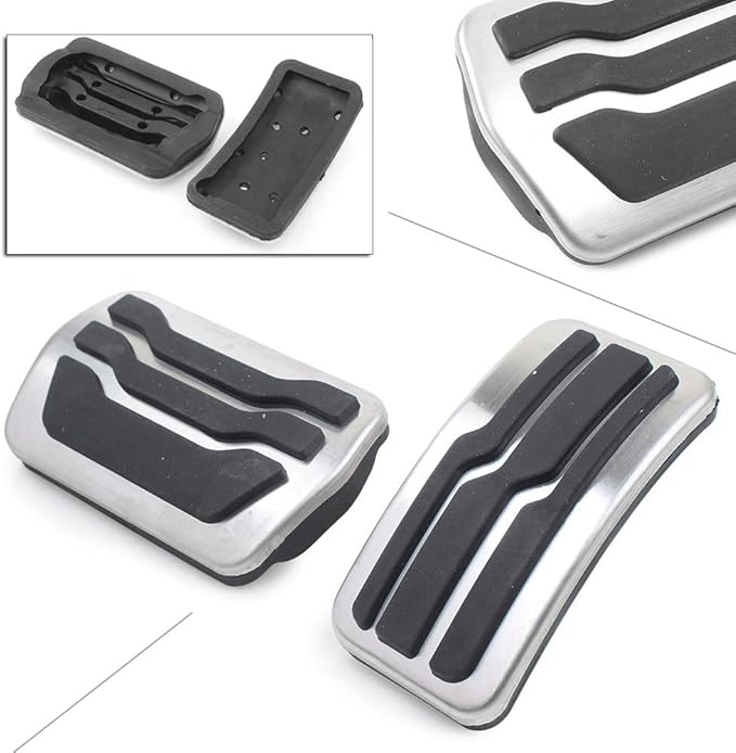 Three T 2PCS Car Pedals, Stainless Steel AT Brake Gas Accelerator Pedal