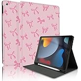 TopPerfekt for iPad 9th / 8th / 7th Generation 10.2 Inch 2021/2020/2019 Case, Pink Bow Cute Chic Adorable with Pencil Holder for Kids, Boys, Girls, Anti-Slip, Anti-Shock, Pink - Pink Bow