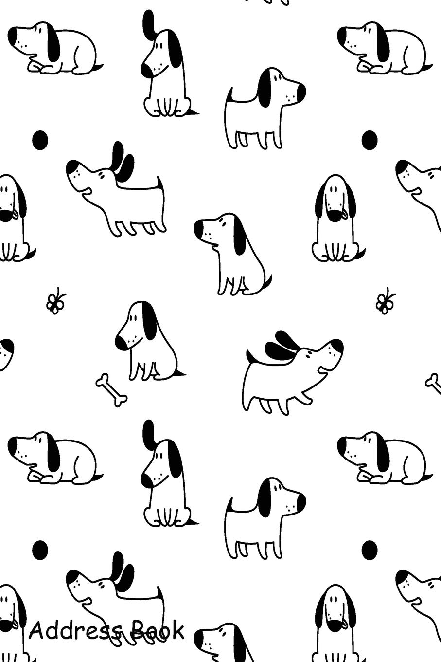Address Book: For Contacts, Addresses, Phone, Email, Note,Emergency Contacts,Alphabetical Index With Dogs Animal Floral Seamless Pattern Background