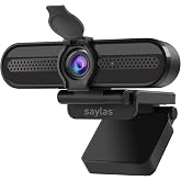 saylas 4K Webcam with Microphone, 78&deg;FOV FHD PC Camera with 4K/2K/30fps, 1080P/60fps, Privacy Cover, USB Web Cam, Autofocus, External Webcam for PC, Computer Web Camera for Laptop, Mac, Zoom