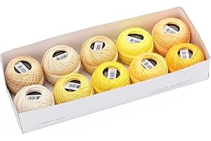 AMOHilos Size 8 Double Mercerized Egyptian Long Staple Cotton Pearl Thread Ball 10 Grams (87 Yards) Embroidery Thread 10 Colors per Box for Crochet Hardanger Cross Stitch Hand Embroidery (Set6)