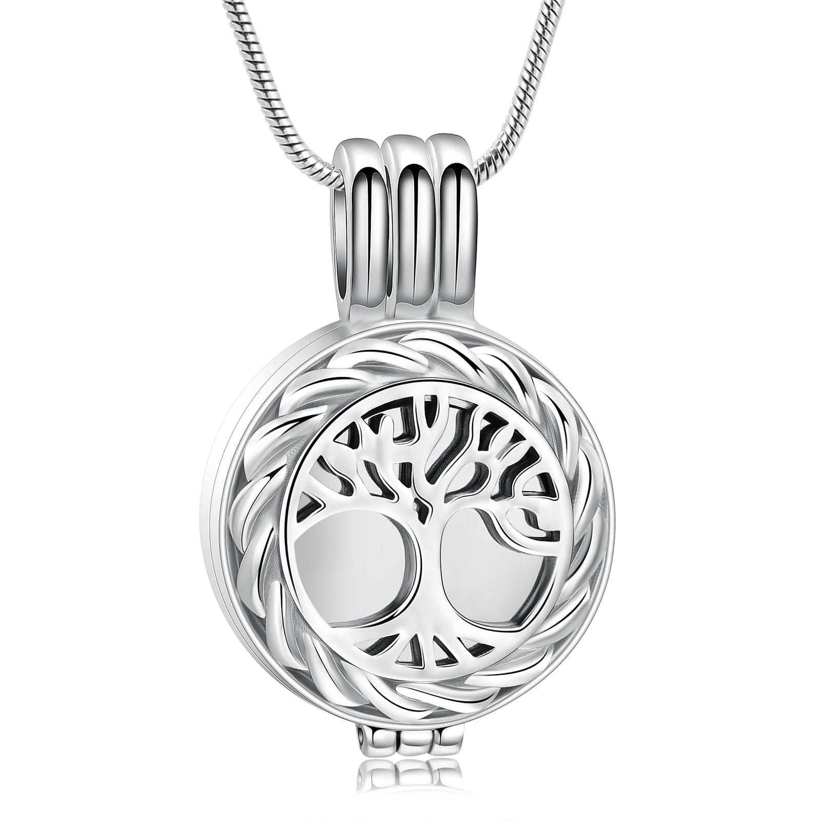 AIWENXI Tree of Life Cremation Jewellery for Ashes Pendant with Mini Keepsake Urn Memorial Human Pet Ash Jewellery, Stainless Steel