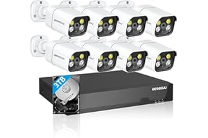 [16CH Expandable] WESECUU Poe Security Camera System, 4K CCTV Camera Security System 8pcs IP Home Security Cameras Outdoor, 2-Way Talk, Human Detection, with 3TB HDD for 24-7 Recording Home Kits