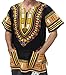 RaanPahMuang Brand Unisex Bright African Black Dashiki Cotton Shirt, X-Large, Yellow and Orange