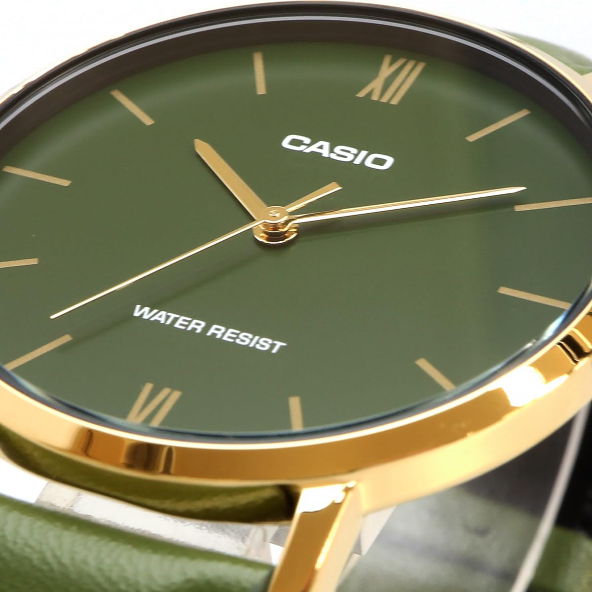 CASIO(カシオ) MTP-VT01 Series Quartz Men's Watch, Gold x Green Leather MTP-VT01GL-3B, Formal