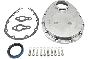 YUCHENSHLP SBC Polished Aluminum Timing Chain Cover Kit Fits SB Chevy 283 305 327 350 383 400