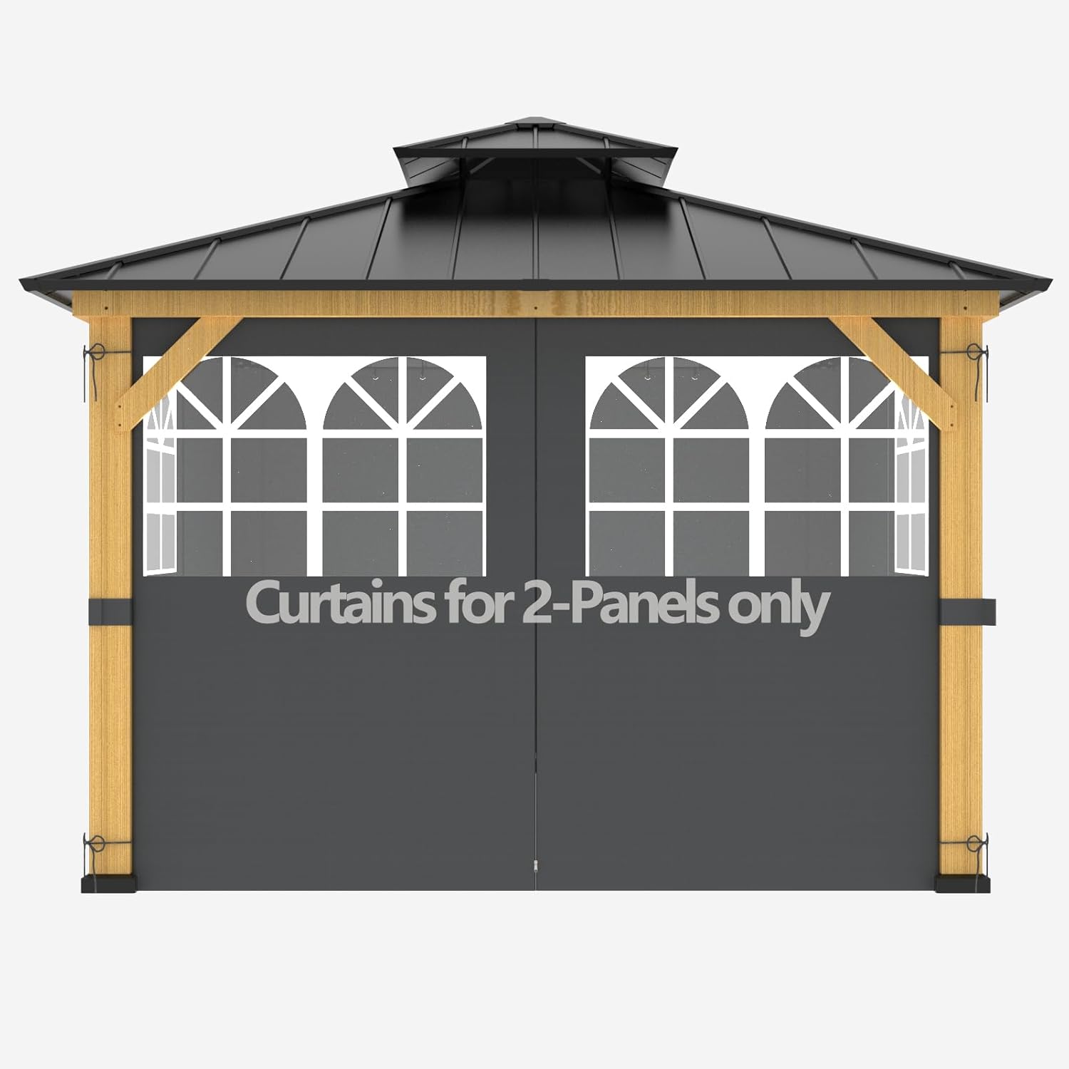 Outdoor Curtains - Gazebo Curtain for 8x8 or 10x10 or 10x12,Privacy Sidewall 2-Panel Universal Replacement Shade Curtains Set,Protecting Side Walls (Only Curtain)-Grey