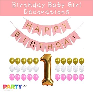 Amazon Com Party First Birthday 1st Birthday Baby Girl Decorations