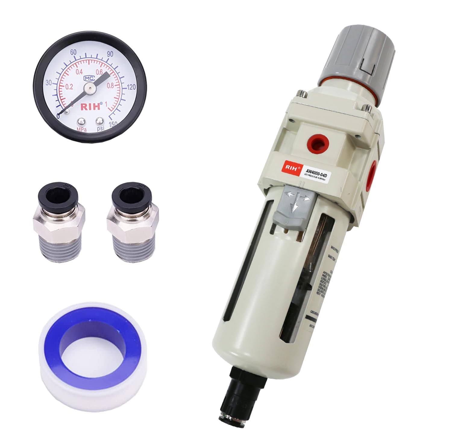 RIH Pneumatics 1/2"NPT Auto Drain Air Filter