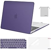 MOSISO Compatible with MacBook Air 13 inch Case M1 Chip 2021-2018 Release A2337 A2179 A1932, Plastic Hard Shell&Keyboard Cover&Screen Film&Storage Bag for MacBook Air 13.3 inch Case, Imperial Purple