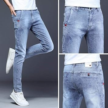 Amazon Co Jp 秋ジーンズメンズパンツ足パンツ ライトブルー 38 スポーツ アウトドア