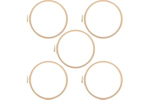Embroidery Hoop Frame Round Wide Bamboo Portable DIY Cross Stitch Supplies 5Pcs Set for Crafting Sewing Needlework 19cm 7.5in