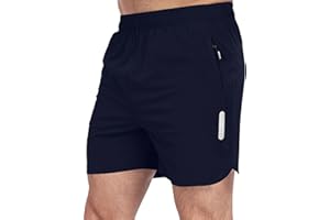 TUREFACE Men's Lightweight Athletic Shorts Quick Dry Hiking Workout Shorts with Zipper Pockets Sports Gym Shorts for Men
