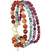 ZOSOJONA Boho Bracelets 4 Layered Natural Stone Agate Turquoise Crystals Beaded Bracelet for Women Teen Girls Birthday Jewelry Gifts