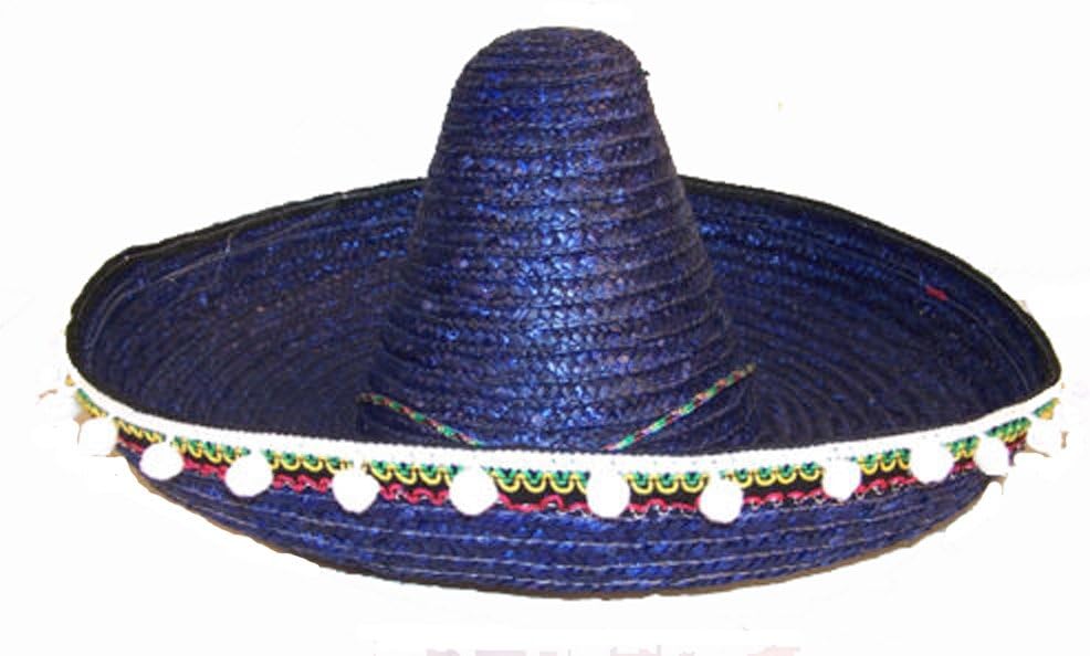Amazon Com Blue Mexican Sombrero Wide Rim Hat With Tassel S Mexico Style Tall Wide Hat Everything Else