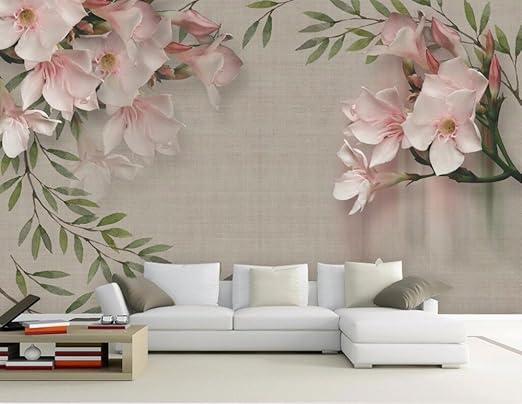 Yosot Benutzerdefinierte 3d Tapete Vintage Elegante Rosa Floral Sofa Tv Hintergrund Wohnkultur Wohnzimmer Schlafzimmer Wandbild 3d Tapete 300cmx210cm Amazon De Baumarkt