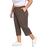 ForHailey Women's Capri Pants Plus Size Casual Sport Activewear Drawstring Comfy Lounge Sweatpants Loose Fit with Pockets Brown 4X-Large