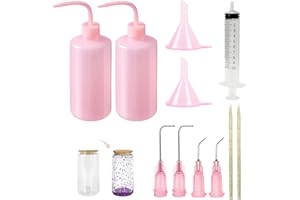 HURIFENG 12 PCS Snow Globe Tumbler Tool Kit - Complete DIY tumblers Making Set with Large-Capacity Squeeze Bottles, Bent Syringes, Funnel, Pokey Tools and More - Essential Glitter Tumbler kit