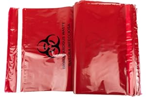 AliMed 266590 Stick-on Biohazard Bags, 12" Width, 14" Length, Pack of 100