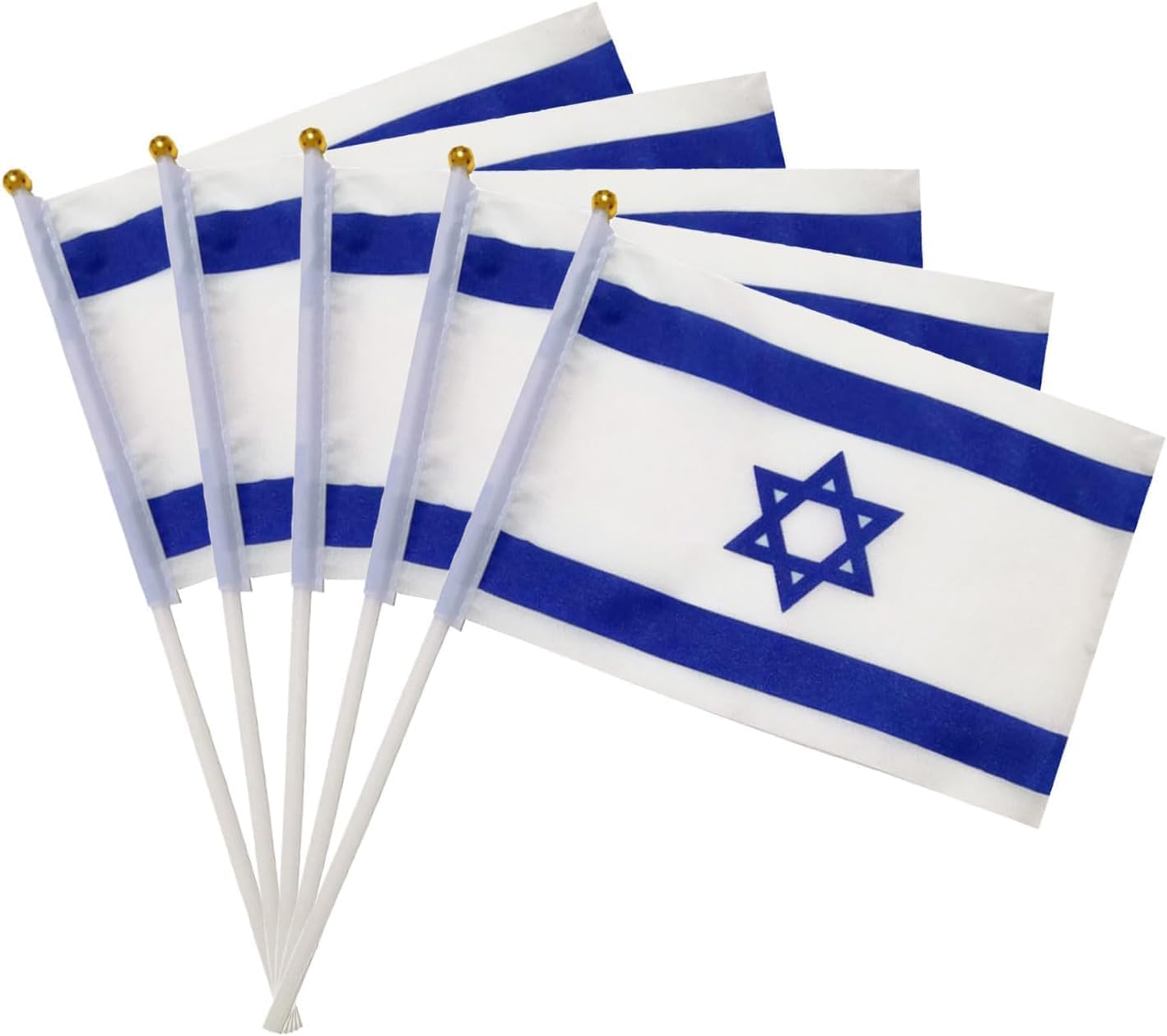 Flags - Israel Israeli Flag - 5.5x8.3 Inch - Israel Country Flag, Indoor/Outdoor Decoration, Hand Held Small Miniature Israeli Flags on Stick for Israel Hand Waving Flag (10 Pcs)