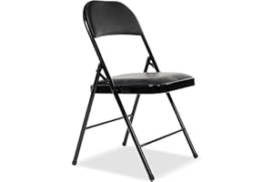 Real Relax 6 Pack Folding Chairs with Padded Seat, Metal Frame with Pu Leather Seat & Back, 650 LB Capacity Leather Folding C