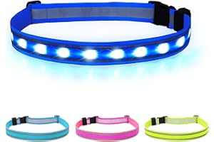 BSEEN LED Running Waist Belt - USB Rechargeable Reflective Glowing LED Waistband, Flashing Safety Light Belt for Runners, Joggers, Walkers, Pet Owners, Cyclists