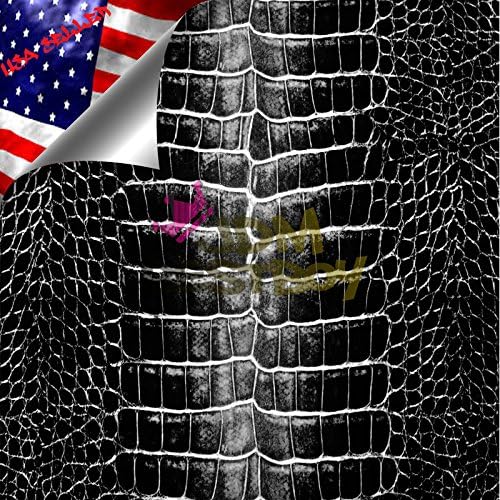 2D Black Alligator Texture Skin Vinyl Wrap Sticker Decal Film Sheet - 4"X8" Sample